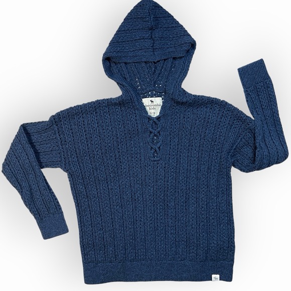 Abercrombie & Fitch Other - Abercrombie & Fitch Kids Blue Hooded Sweater 13/14 Youth Pullover Weave Lace Up